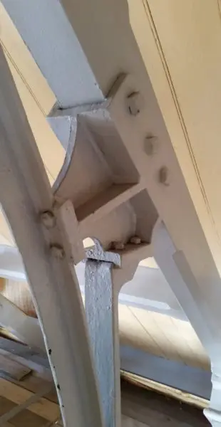 Close up of the building's cast iron interior structure