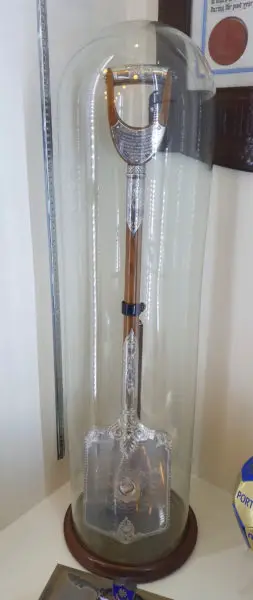 The silver shovel that broke ground in building the Engine Houses
